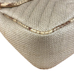 Gucci GG Beige Raffia Marmont Snakeskin Trim Flap Bag