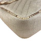Gucci GG Beige Raffia Marmont Snakeskin Trim Flap Bag