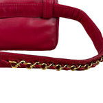 Chanel Vintage Red CC Leather Chain Belt Bag 90s