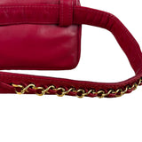 Chanel Vintage Red CC Leather Chain Belt Bag 90s