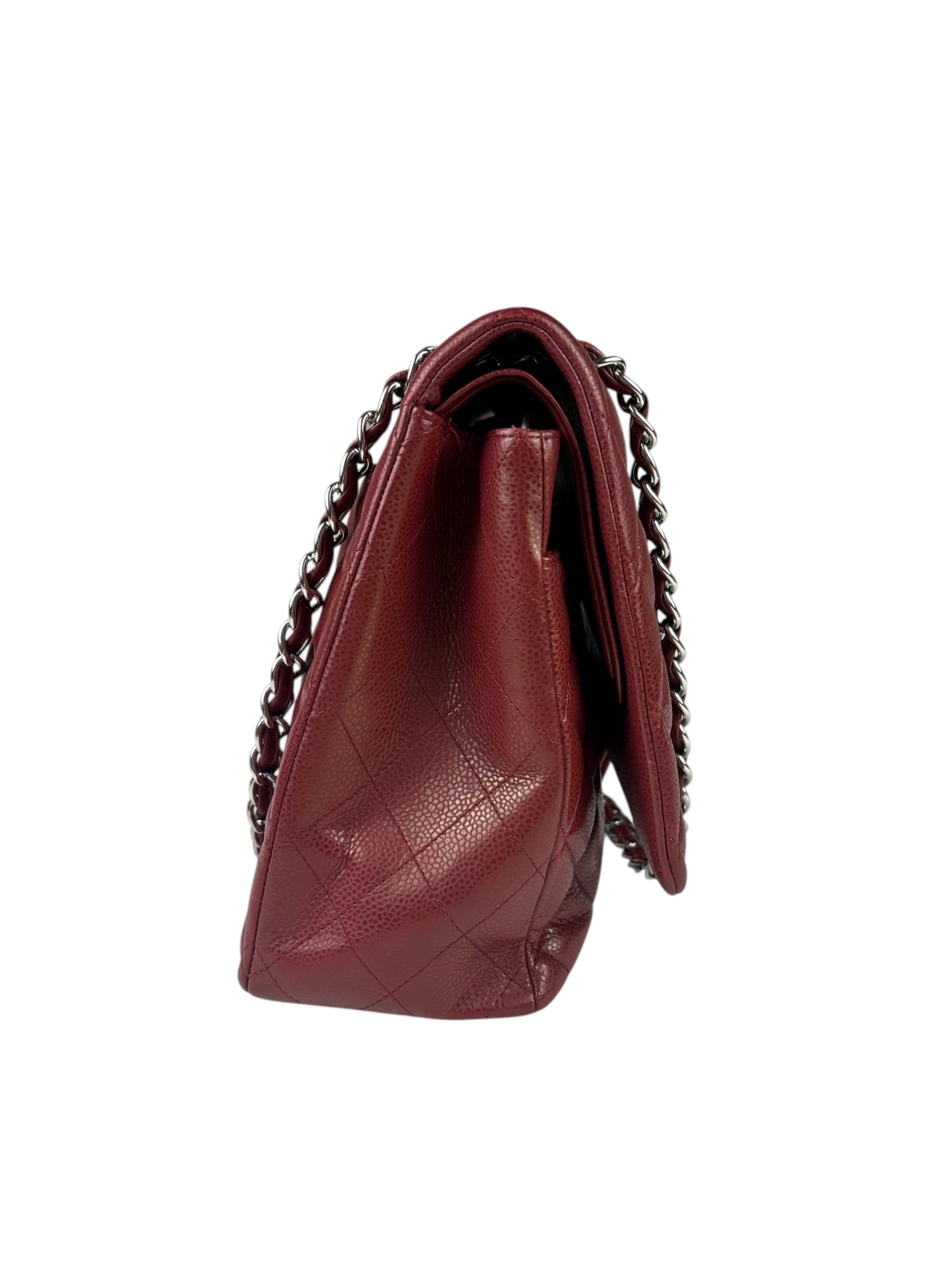 Chanel Burgundy Quilted Leather Jumbo Classic Double Flap Bag 2011