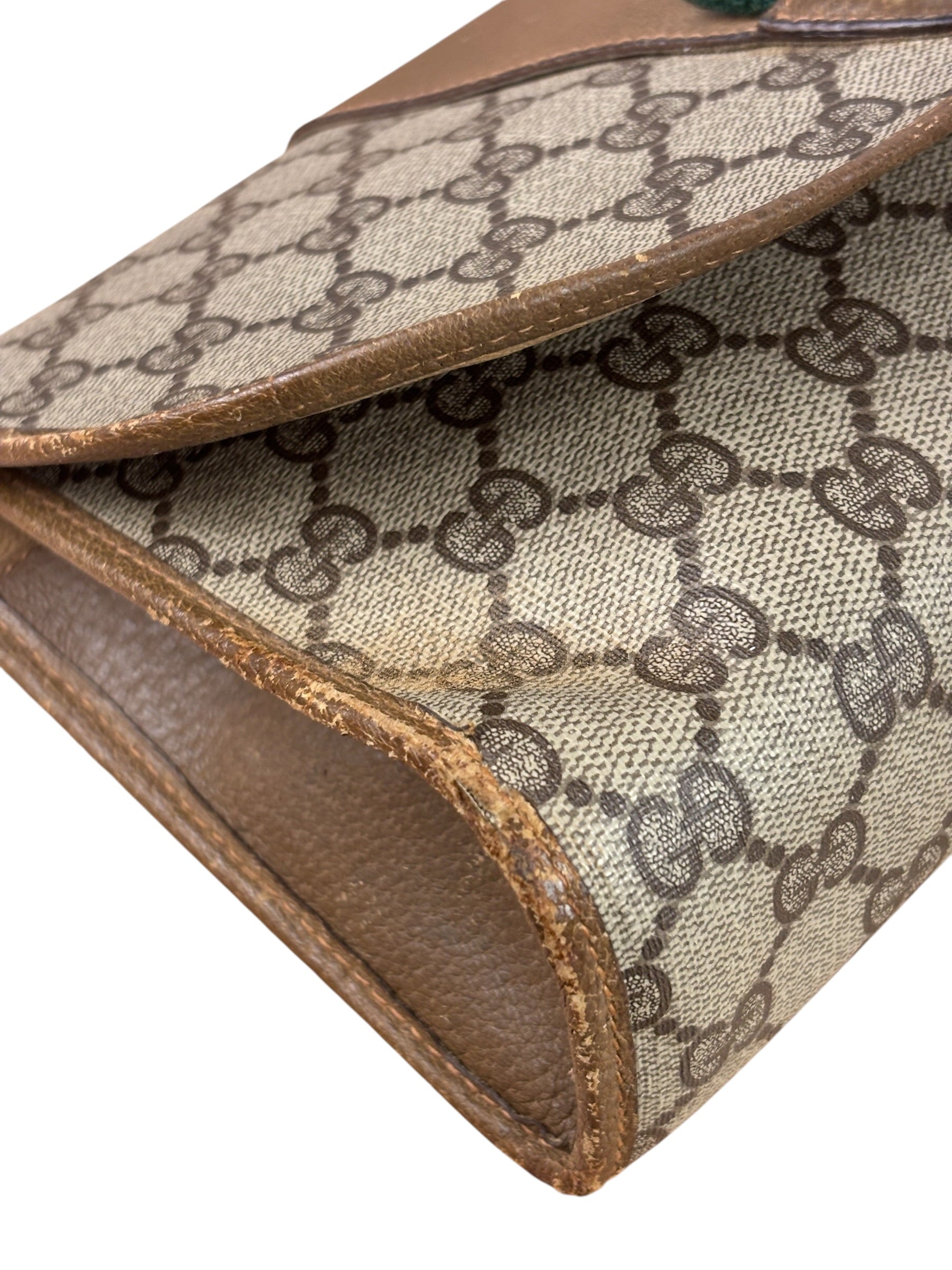 Gucci Brown Leather Trim GG Accessory Collection Clutch