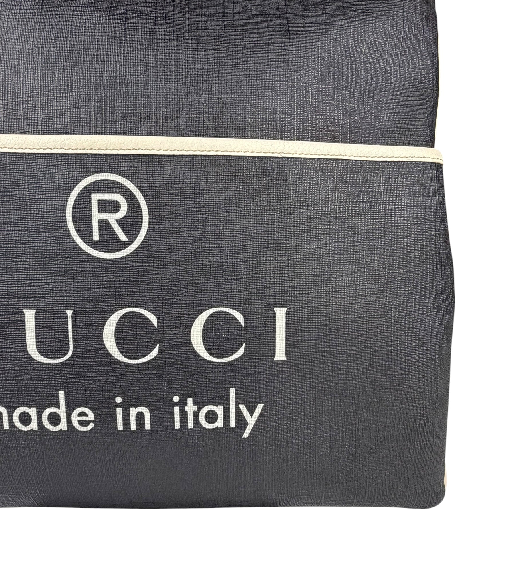 Gucci Vintage Black Leather Flat Messenger Shoulder Bag