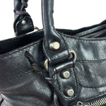 Balenciaga Black Leather Moto City Two-Way Bag