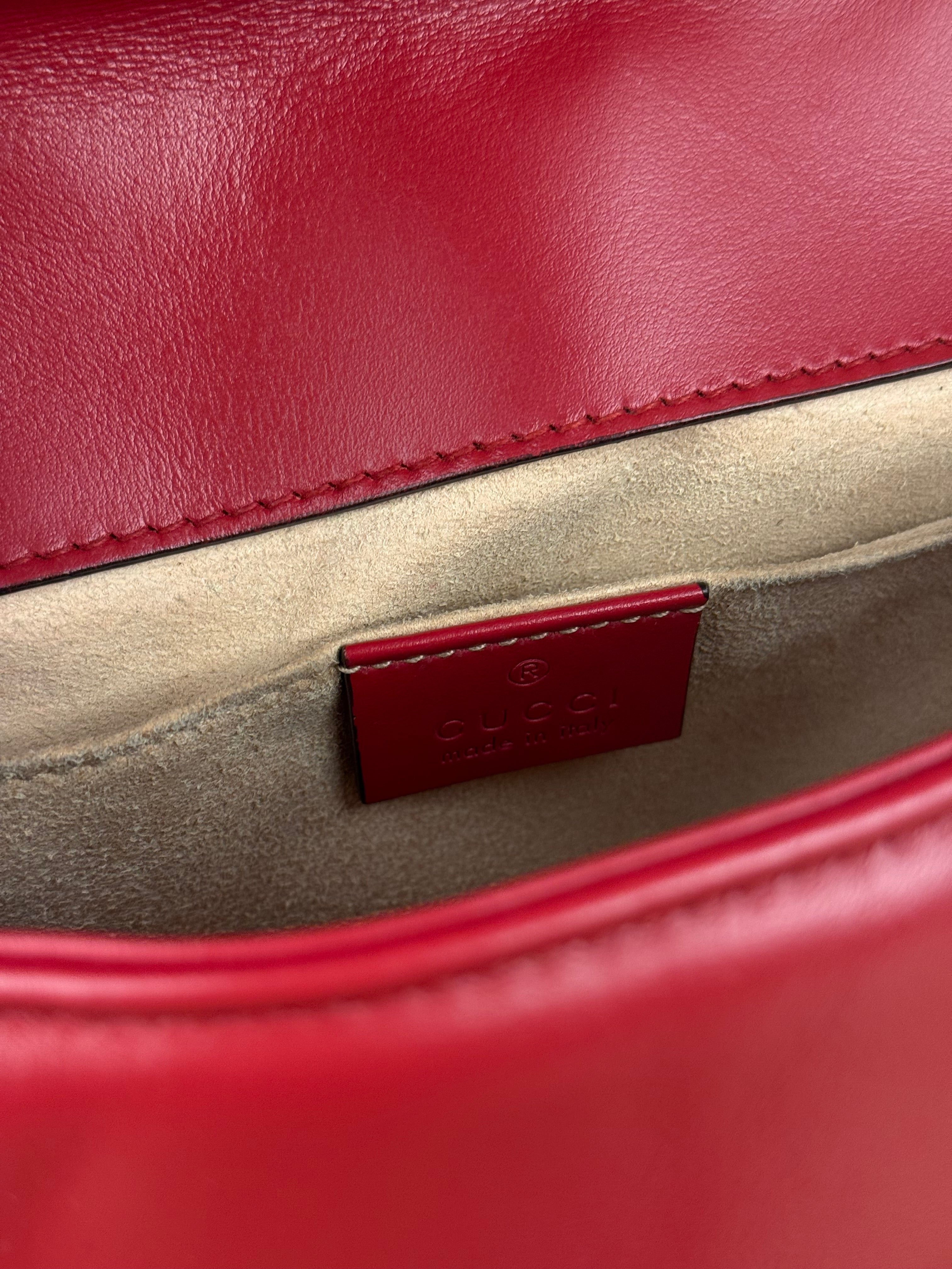 Gucci GG Red Marmont Matelasse Shoulder Bag