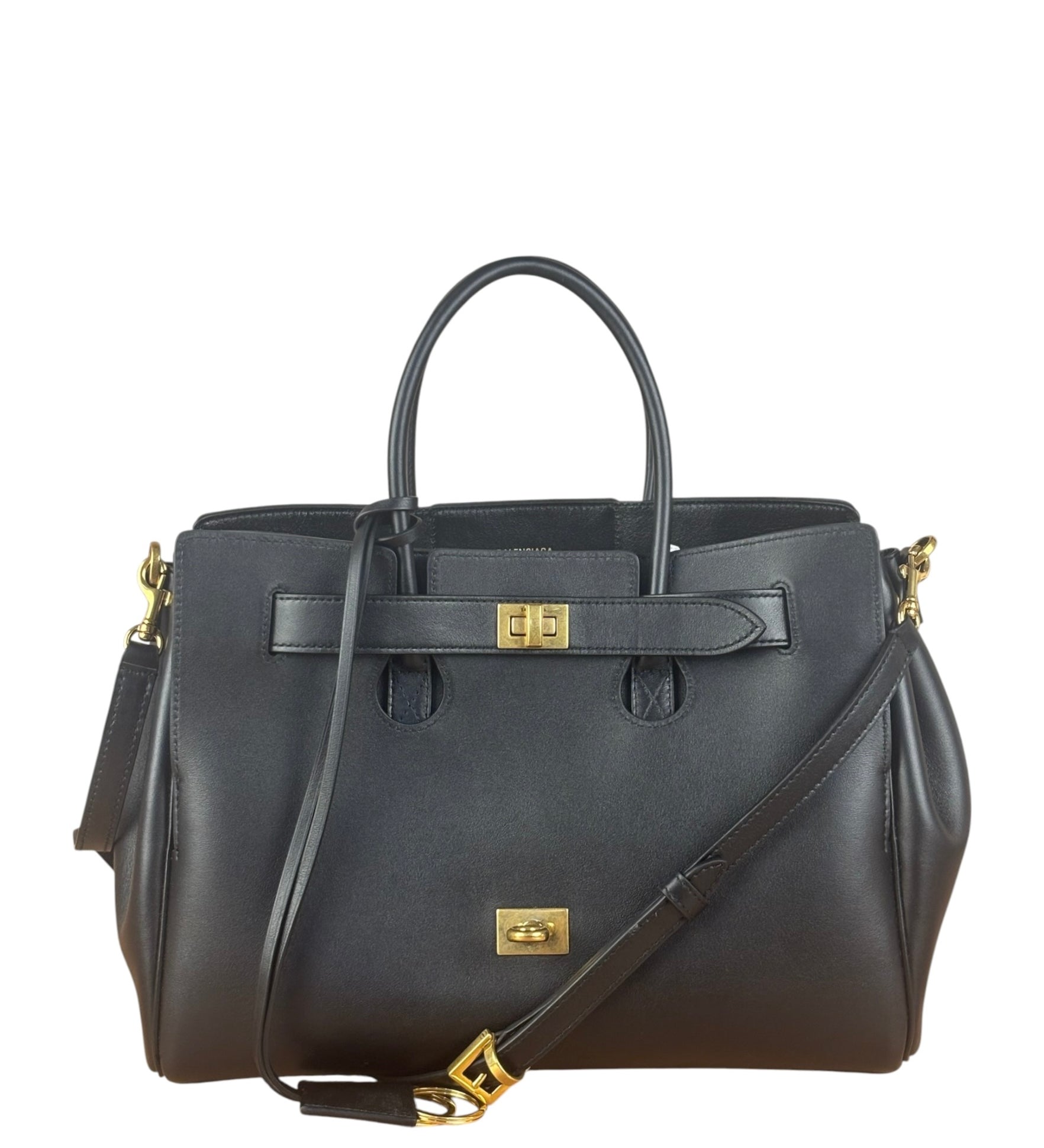 Balenciaga Black Leather Bel Air Carry All Two-Way Bag
