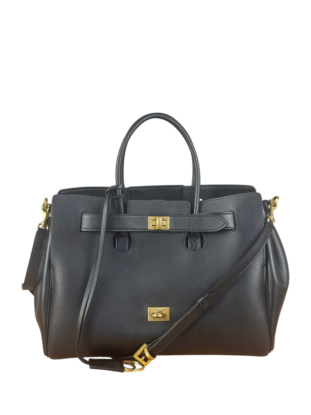 Balenciaga Black Leather Bel Air Carry All Two-Way Bag