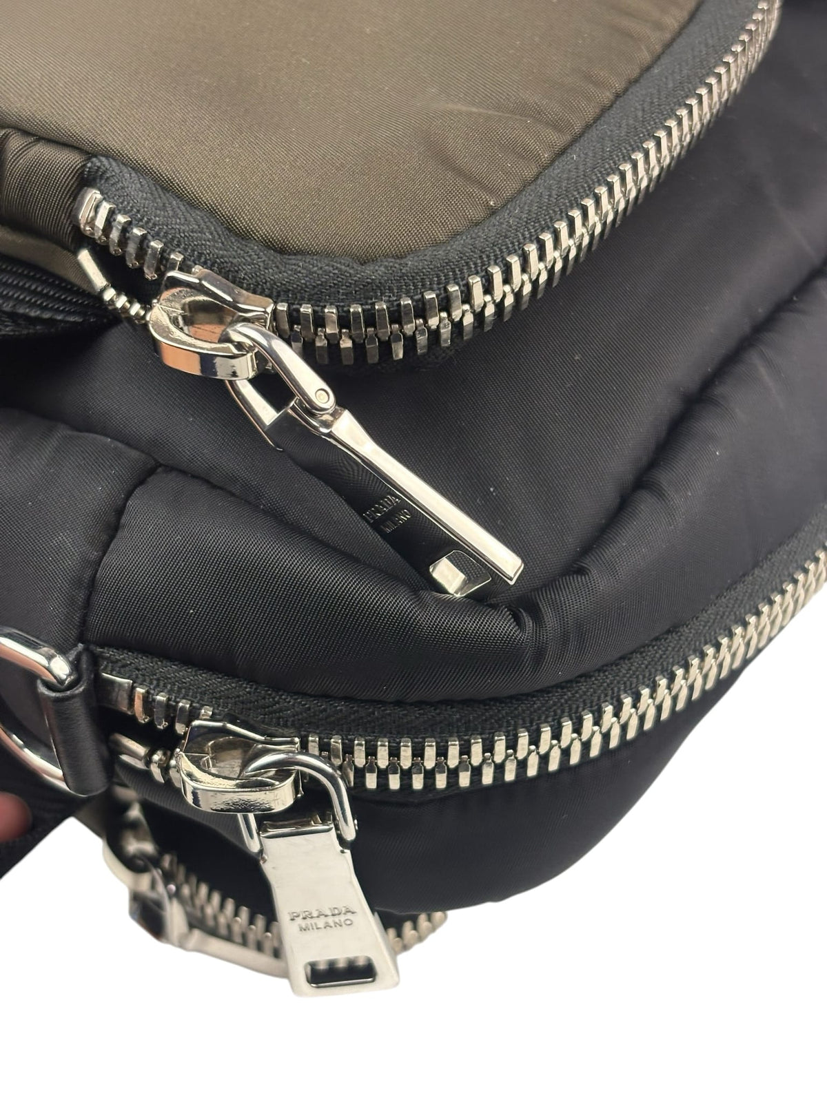 Prada Green/Black Tessuto Nylon Multi-Pocket Vanity Bag