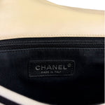 Chanel Black/White Leather Trim/Cloth Venise Biarritz Flap Bag 2019