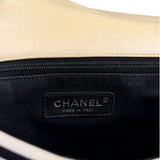 Chanel Black/White Leather Trim/Cloth Venise Biarritz Flap Bag 2019