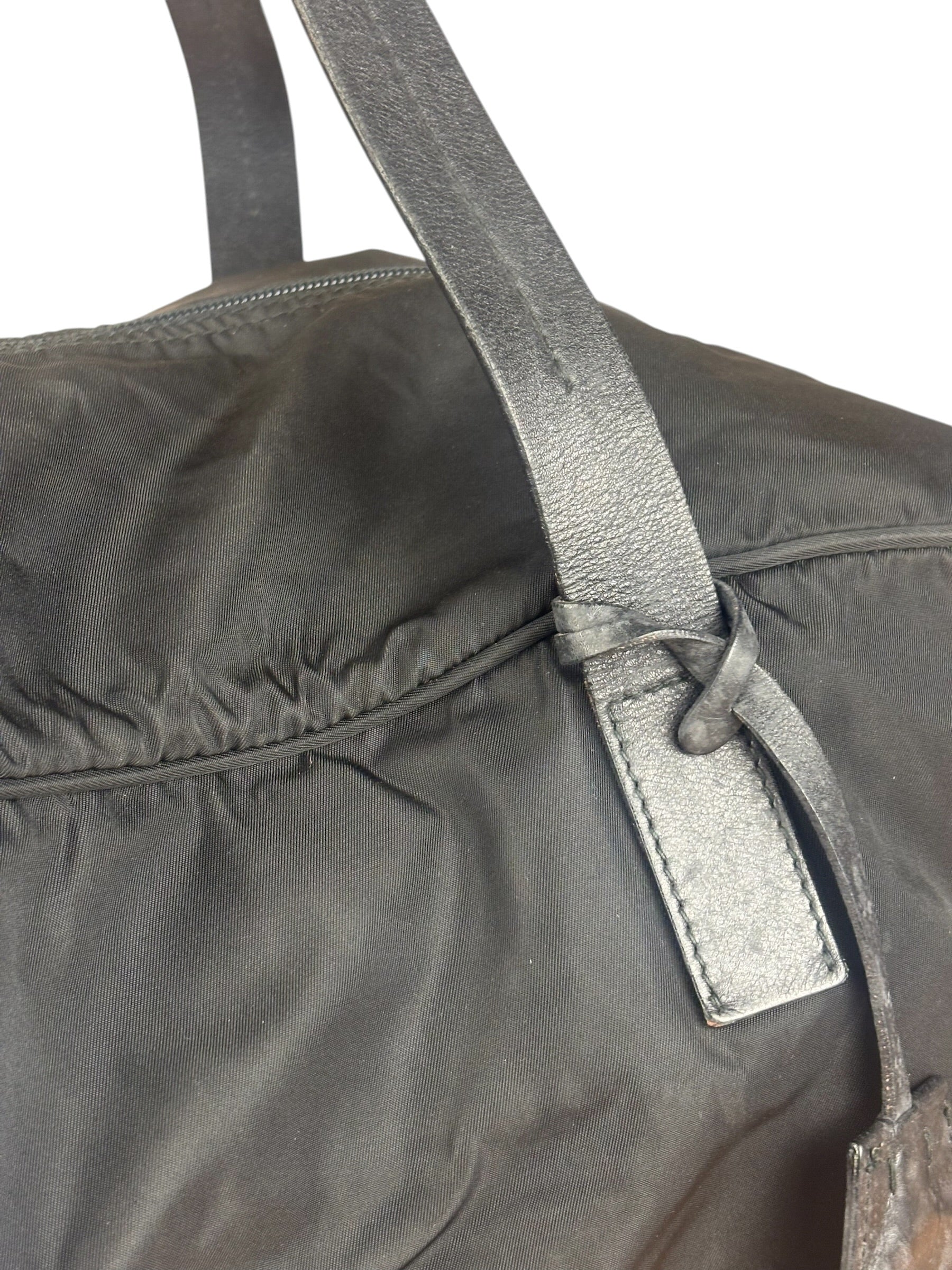 Prada Vintage Black Nylon Bowler Bag