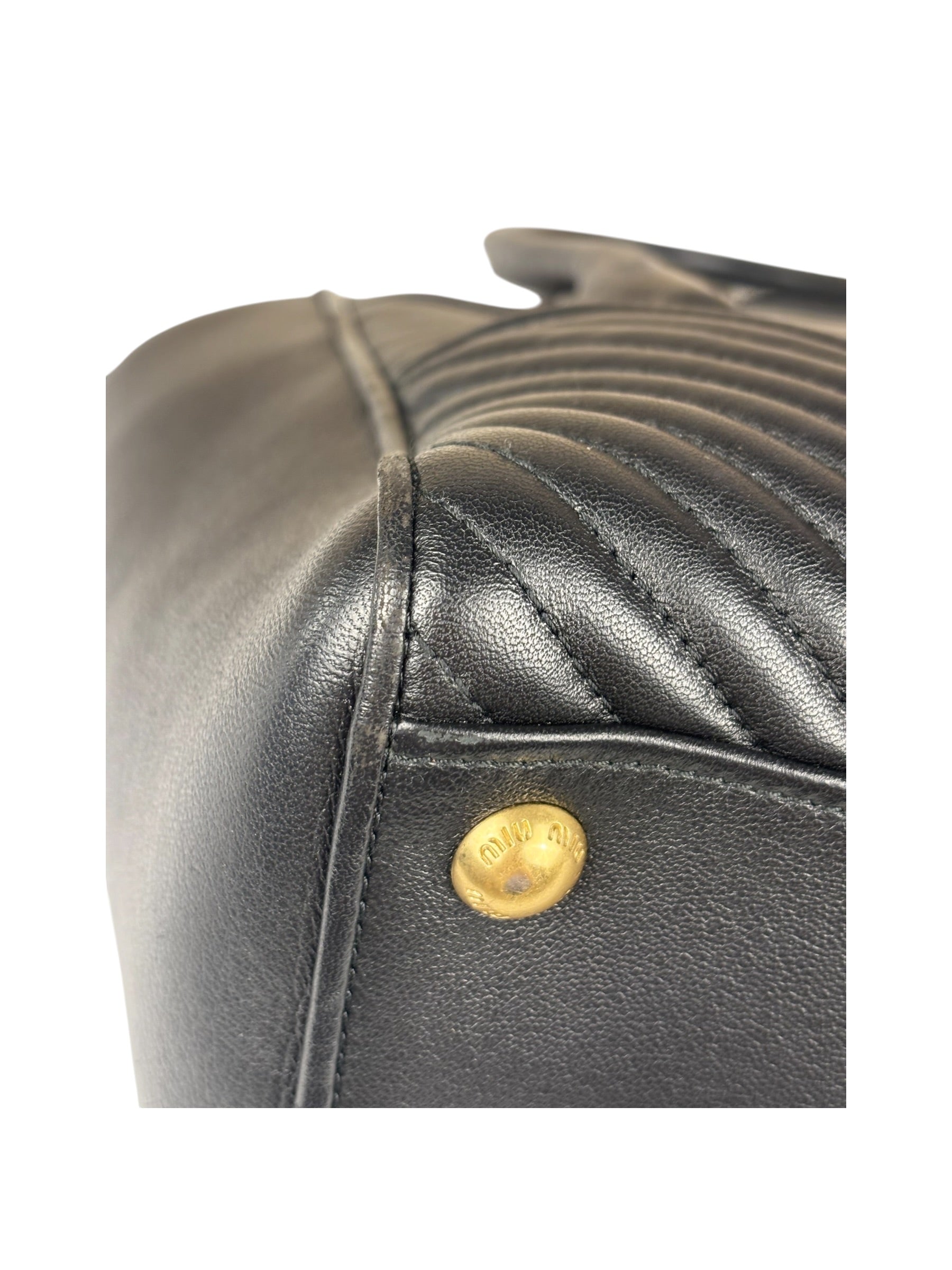Miu Miu Black Leather Nappa Biker Tote Bag