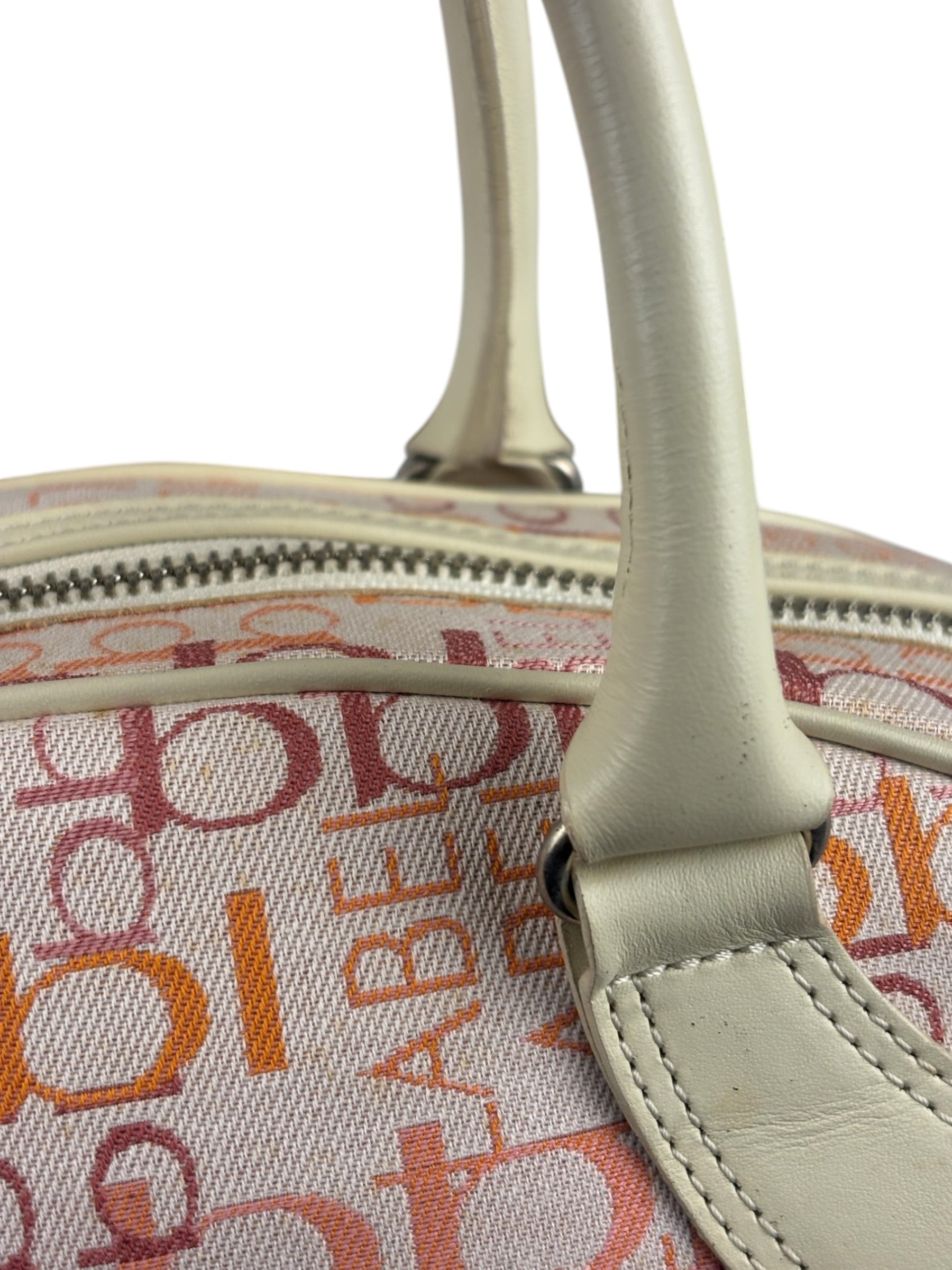 Burberry Blue Label Pink Multi Logo Bowler Bag