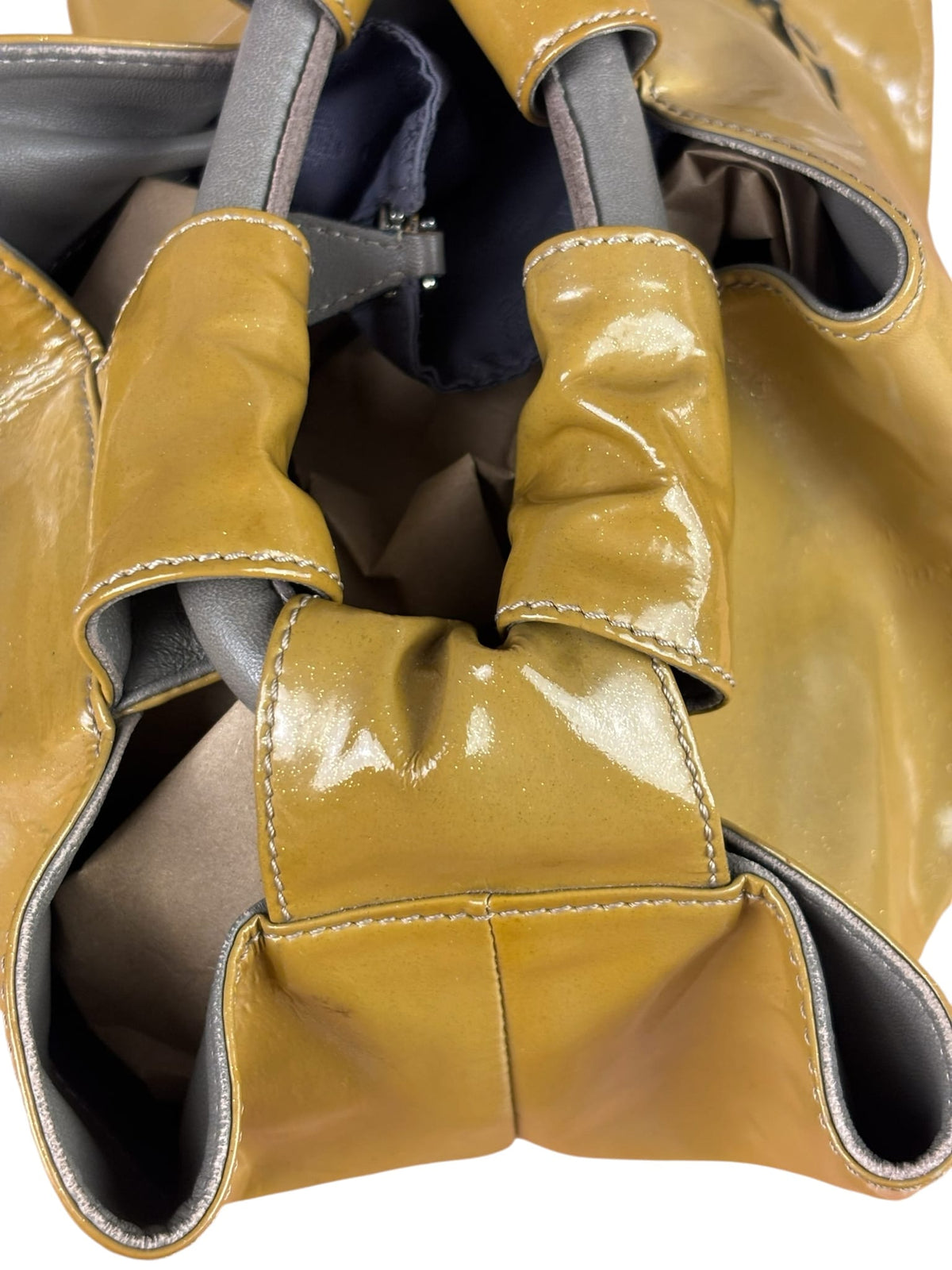 Loewe Anagram Patent Olive Leather Top Handle Bag