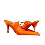 Prada Orange Satin Heel Mules