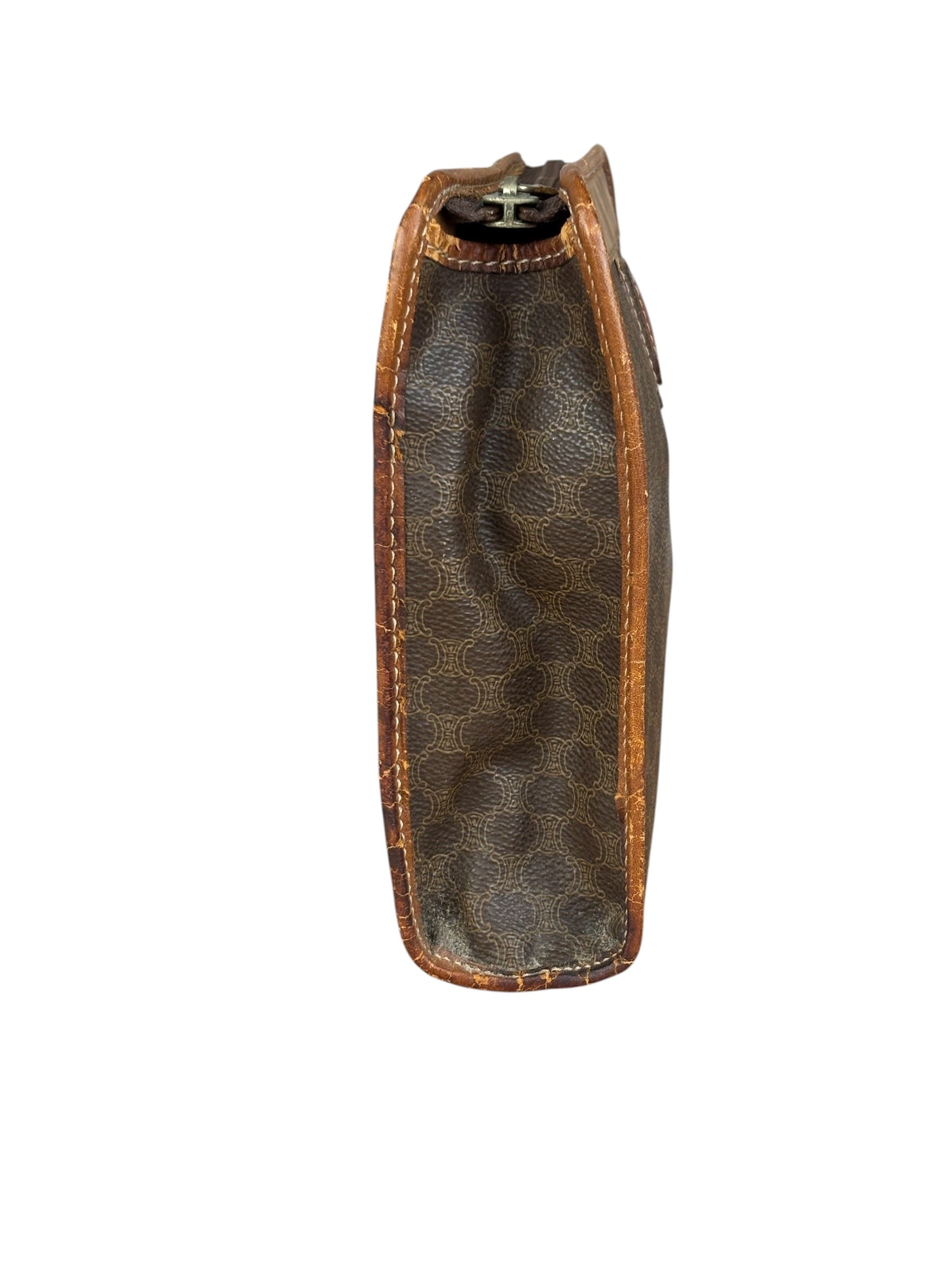 Celine Vintage Brown Leather Macadam Pouch