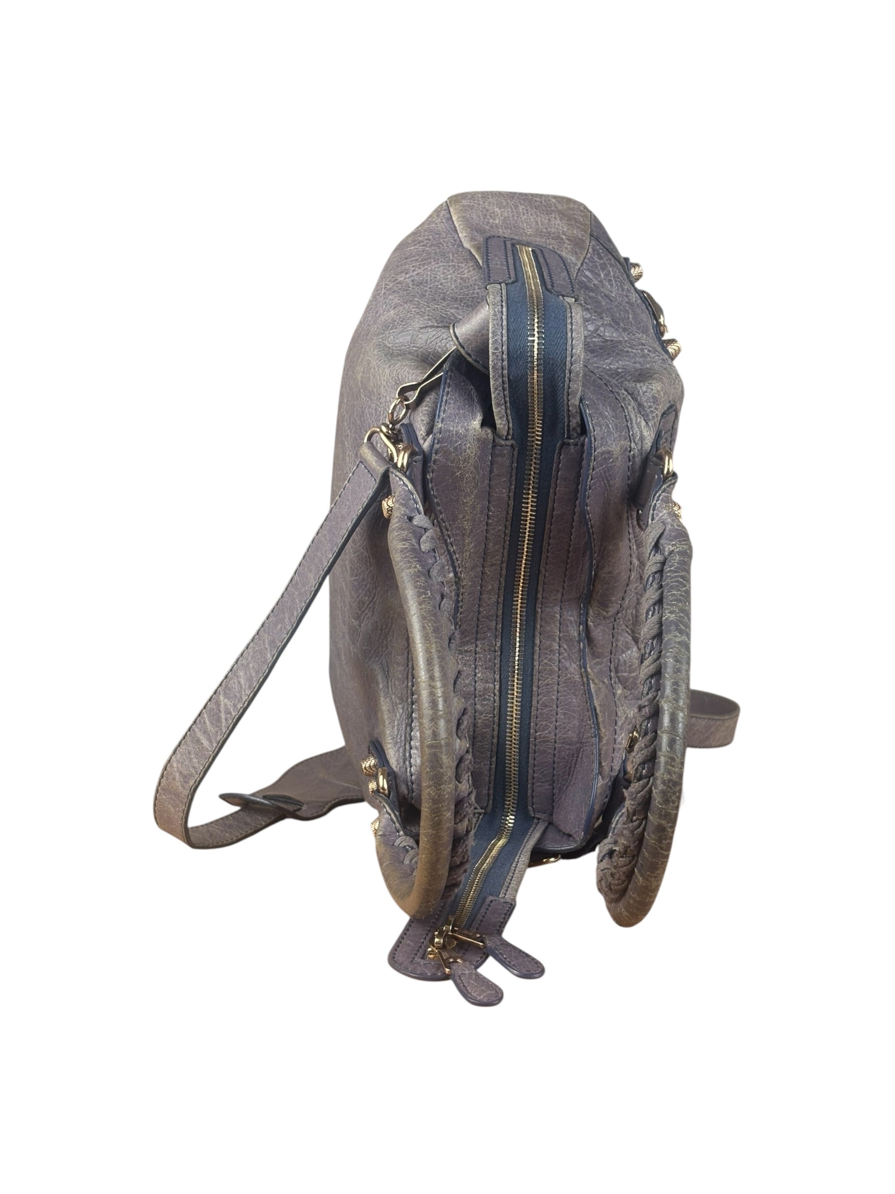 Balenciaga Vintage Distressed Purple Leather City Bag