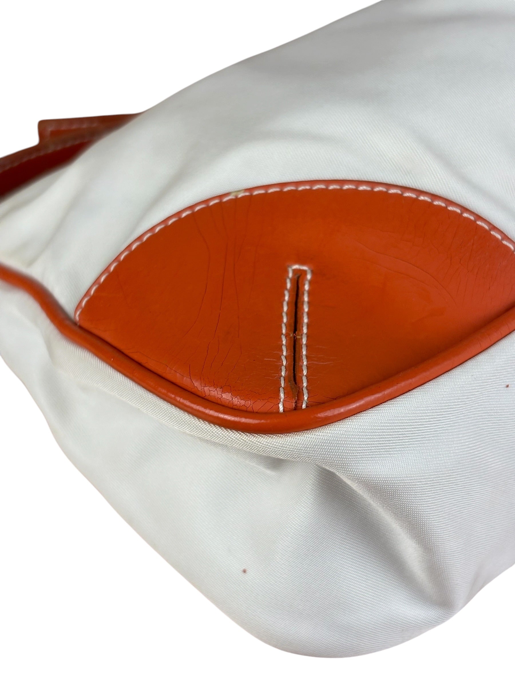 Prada Vintage Re-Edition Orange/White Tessuto Nylon Shoulder Bag