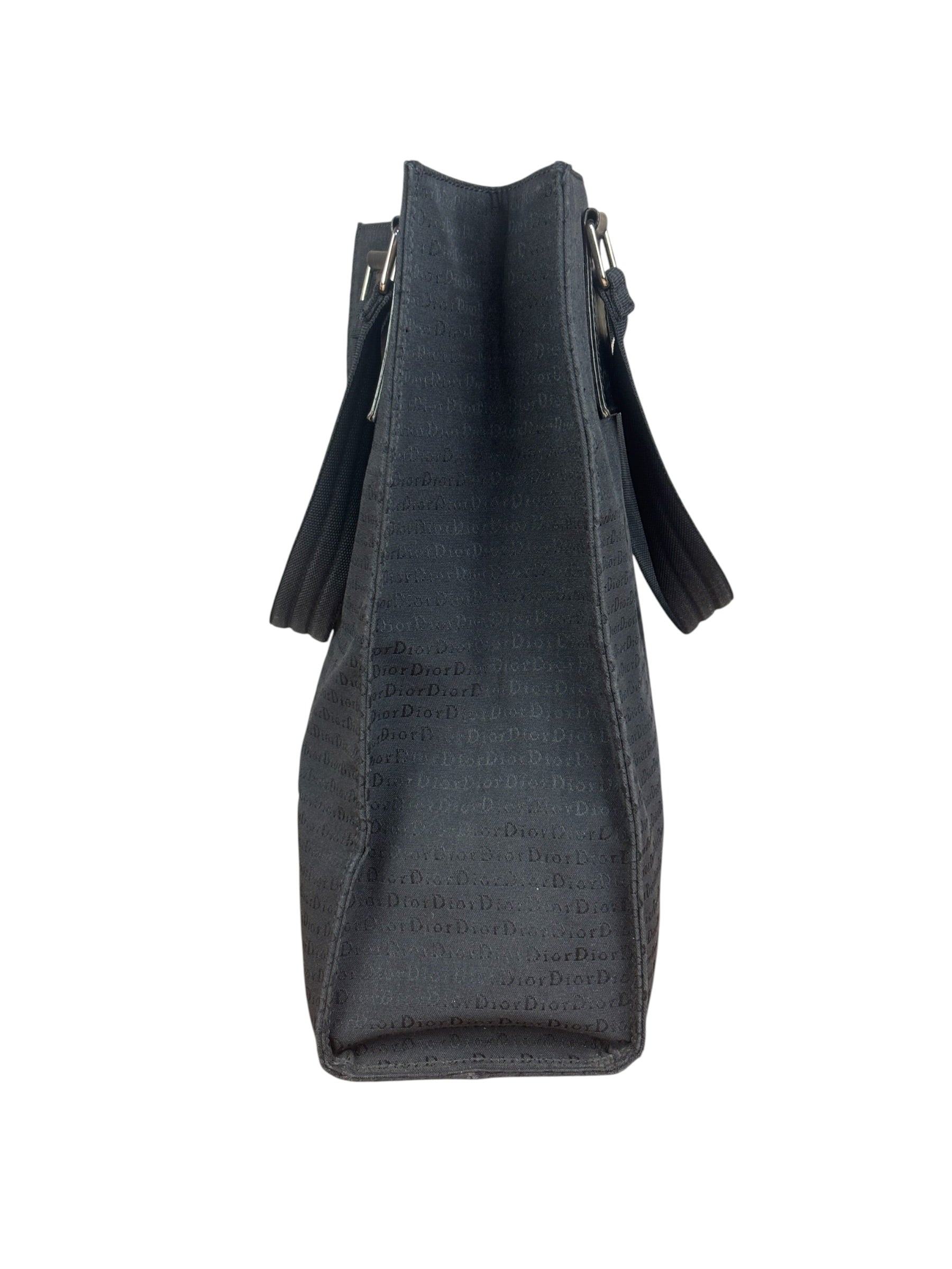 Christian Dior Vintage Black Logo Print Canvas Tote