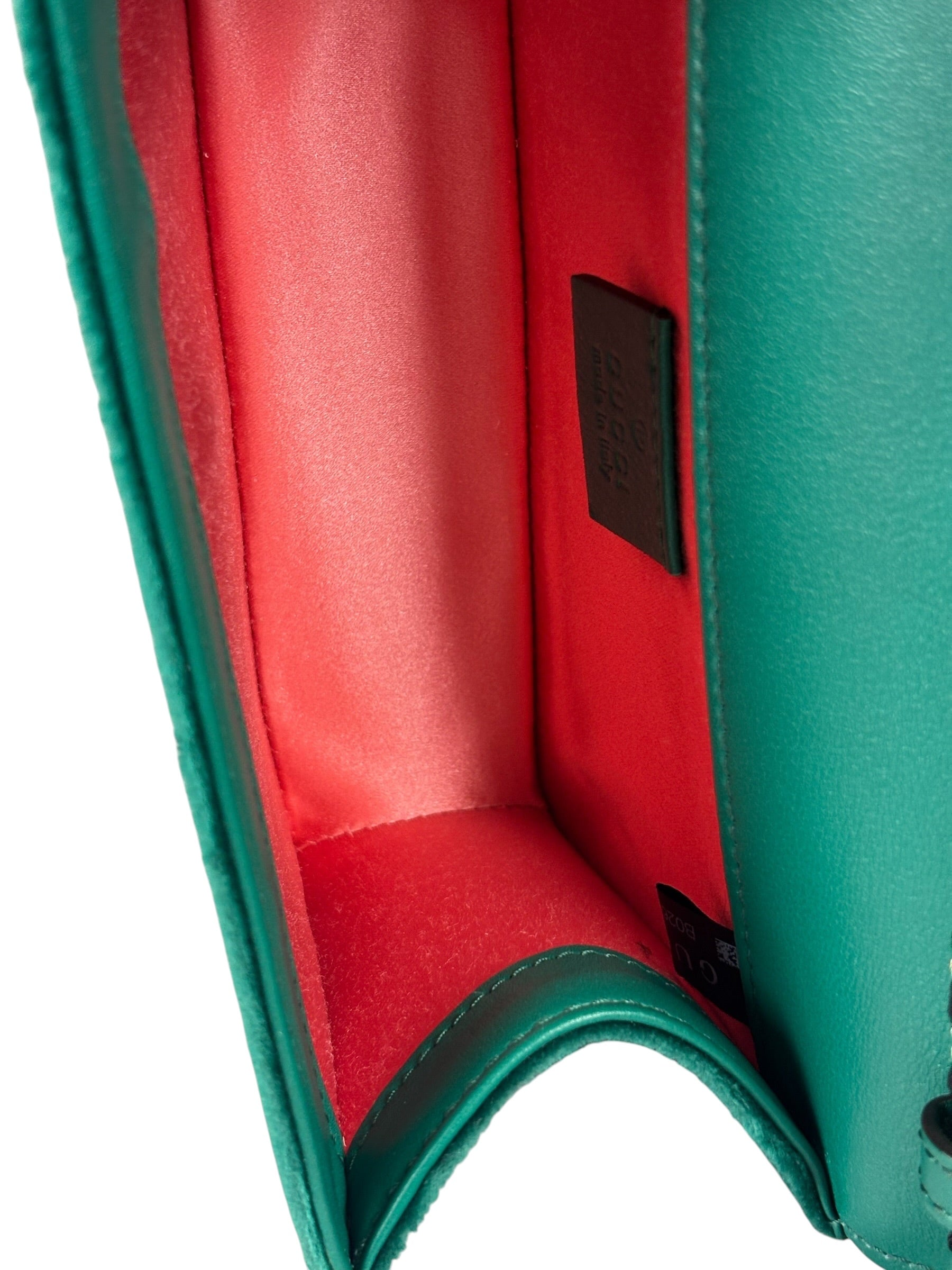 Gucci Green Velvet/Leather Trim Square G Broadway Shoulder Bag
