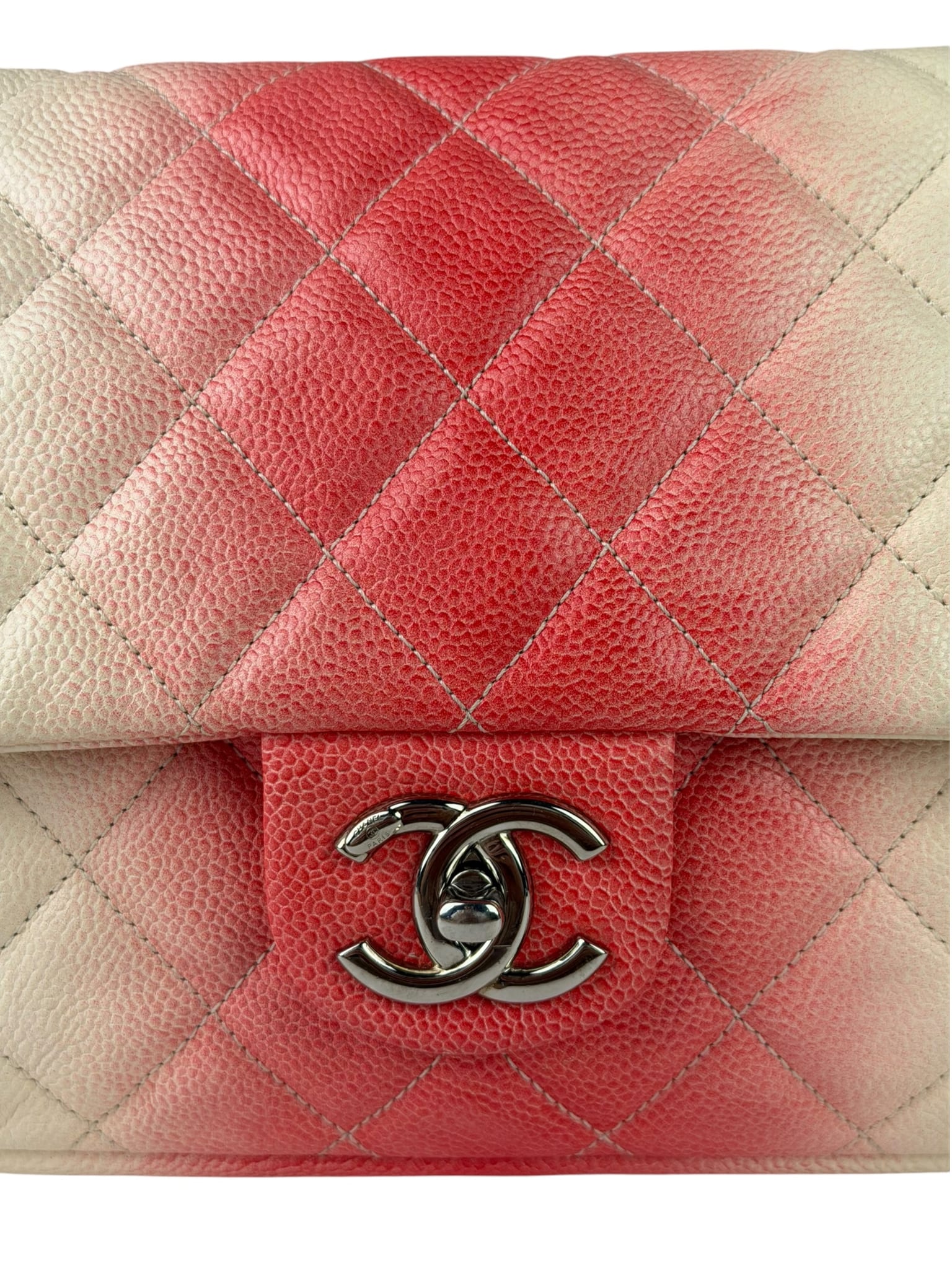 Chanel Quilted Caviar Ivory/Pink Ombre Jumbo Flap 2013