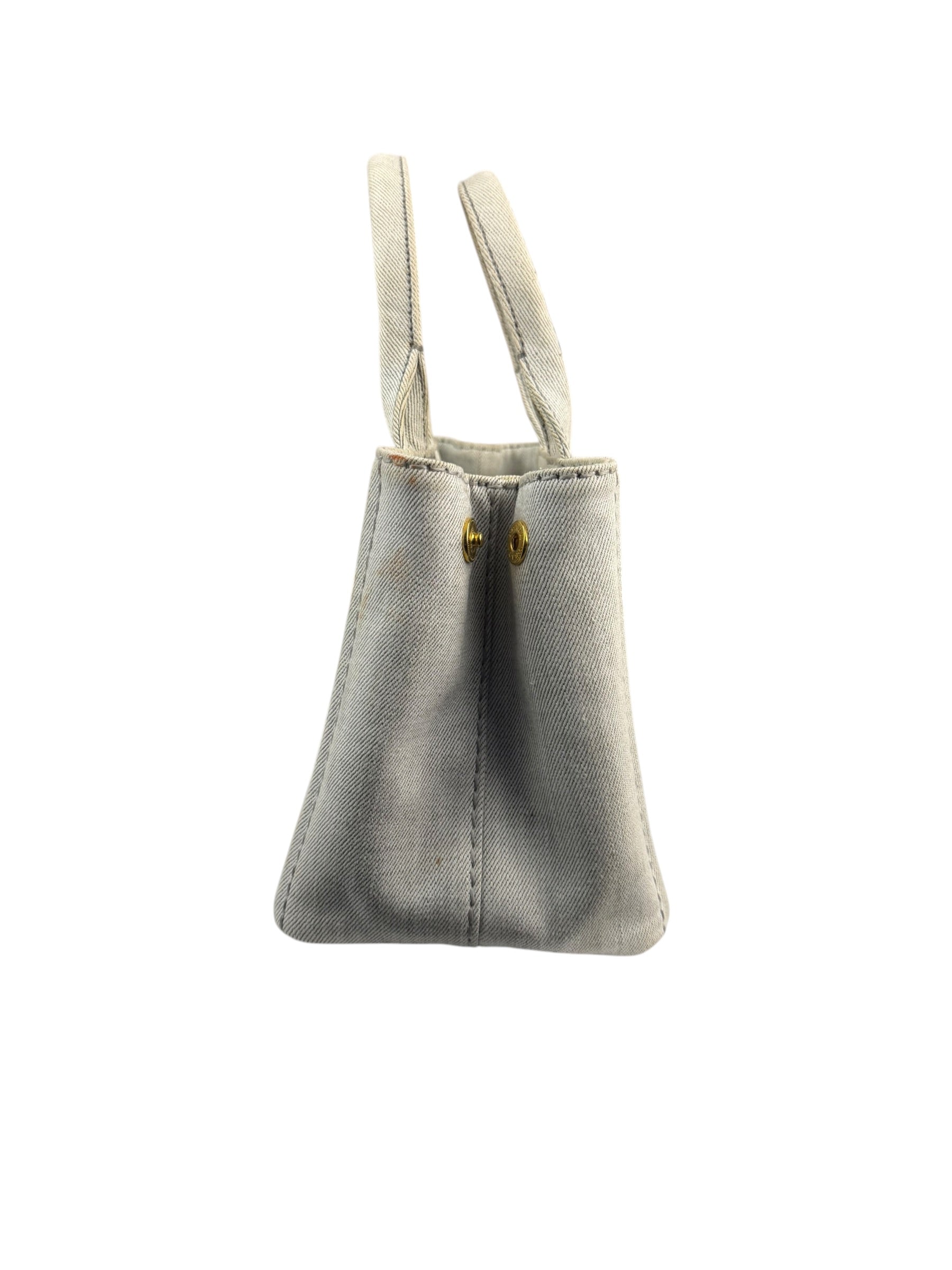 Prada Grey Denim Canapa Logo Tote