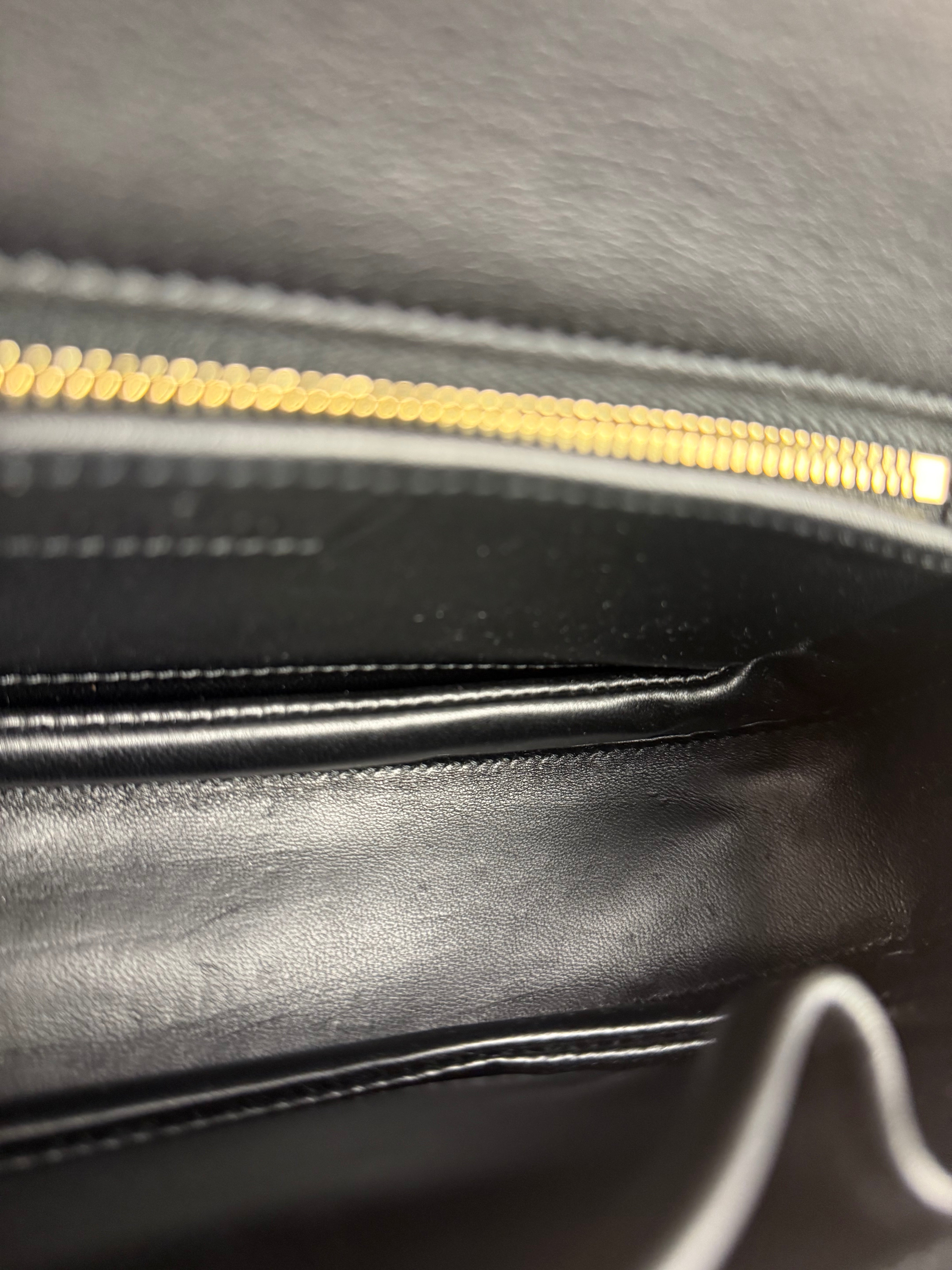 Gucci Vintage Black Leather Bamboo Top Handle Shoulder/Hand Bag