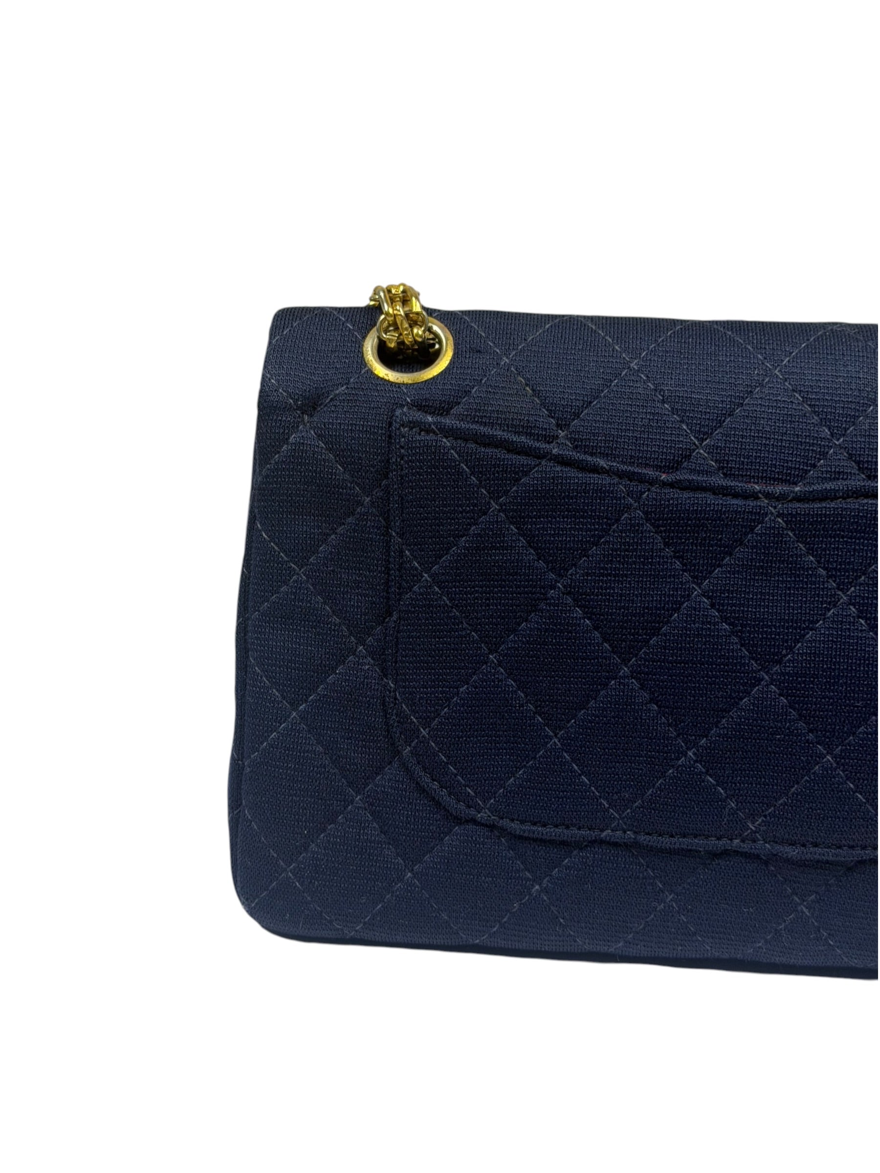 Chanel Navy Quilted Denim Double Flap Bag
