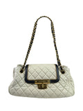 Chanel White/Black Quilted Lambskin East/West Mademoiselle Accordion Flap Bag 2012