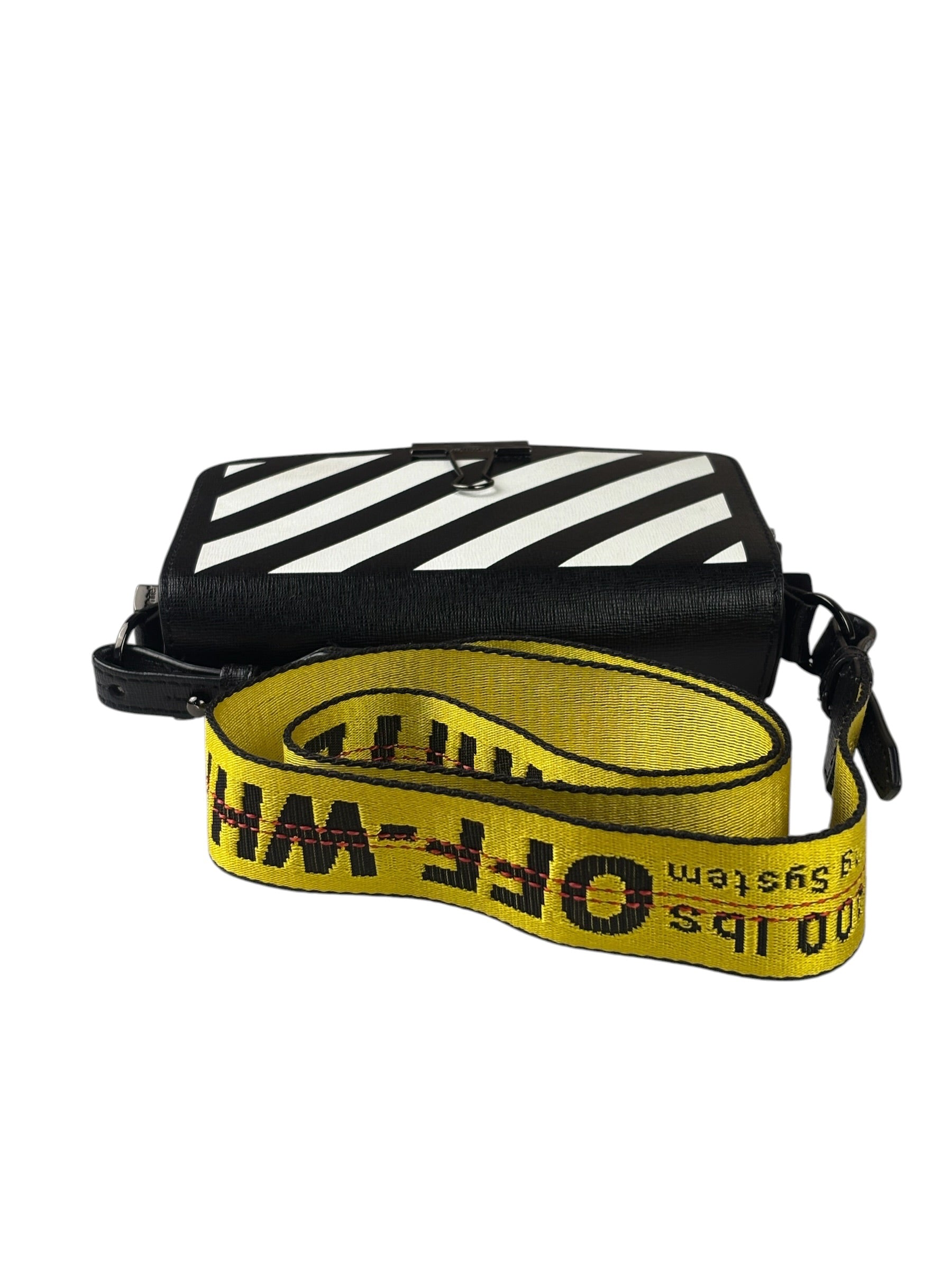 Off-White Black/White Leather Binder Clip Crossbody Bag
