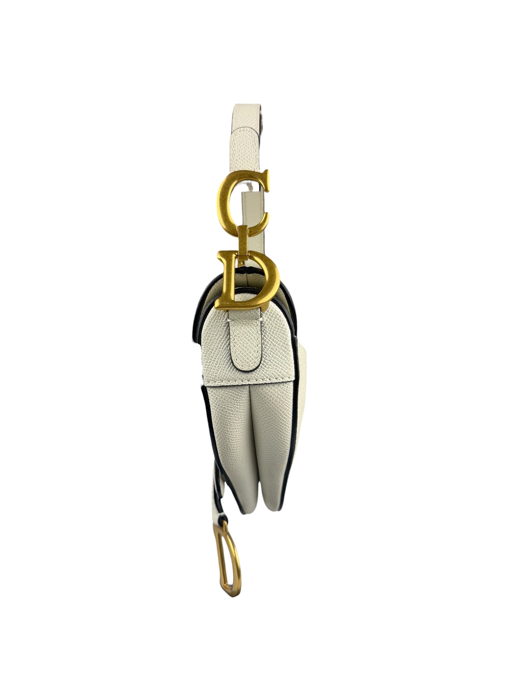 Christian Dior White Leather Saddle Hand Bag