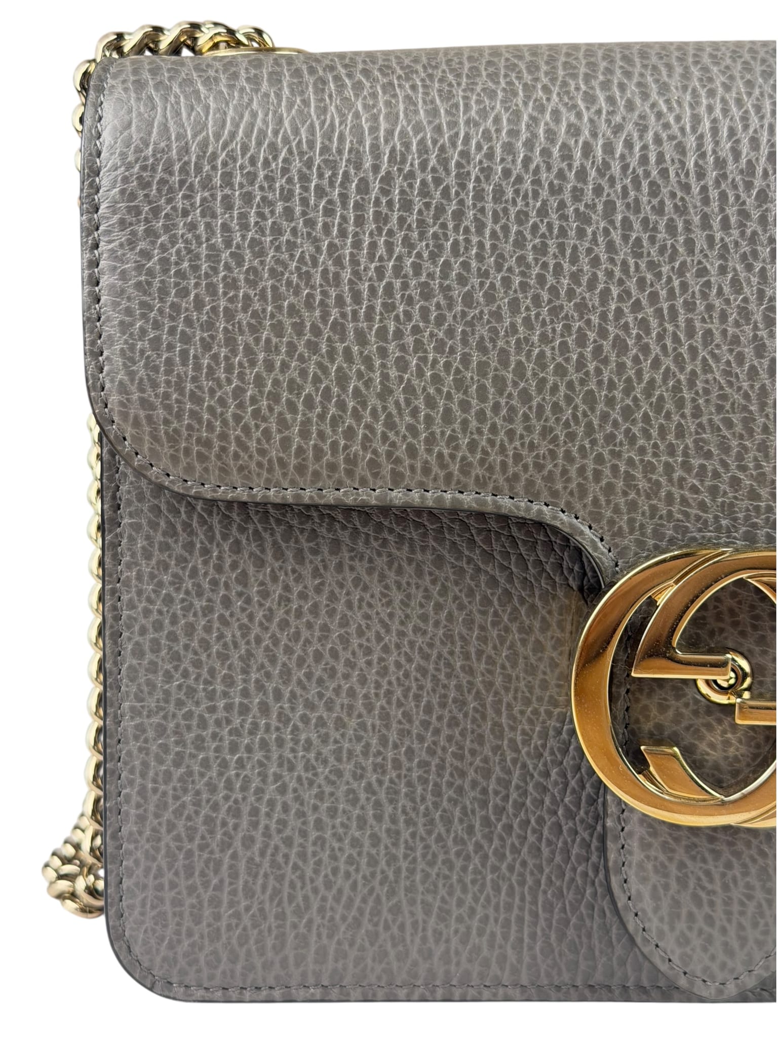 Gucci Grey Calfskin Interlocking Small G Shoulder Bag