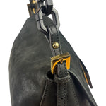 Fendi Shiny Black Suede Small Baguette