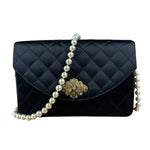 Chanel Black Quilted Satin Gripoix 1986