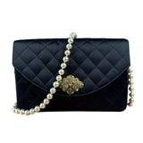 Chanel Black Quilted Satin Gripoix 1986