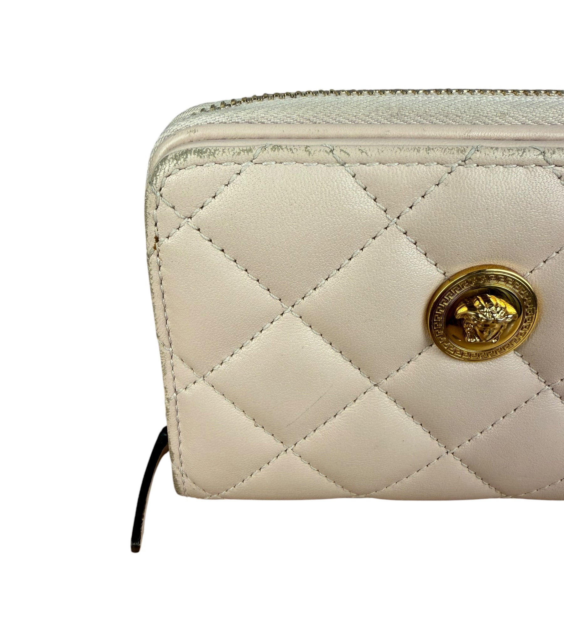Versace Pink Leather Medusa Quilted Bifold Wallet