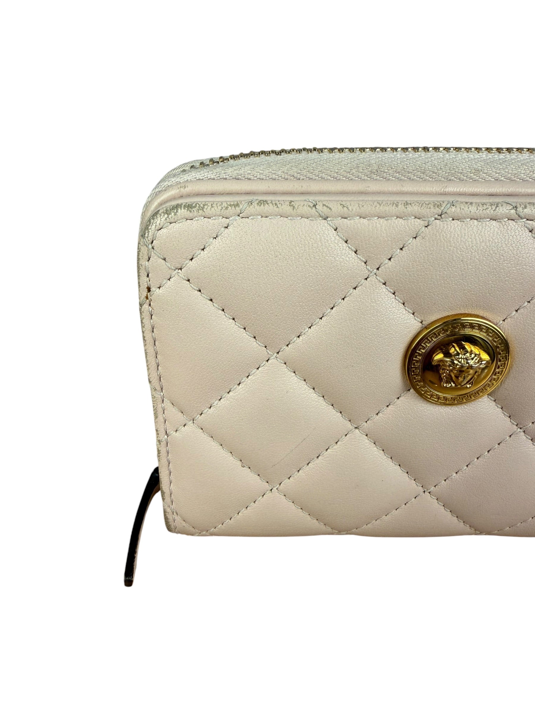 Versace Pink Leather Medusa Quilted Bifold Wallet