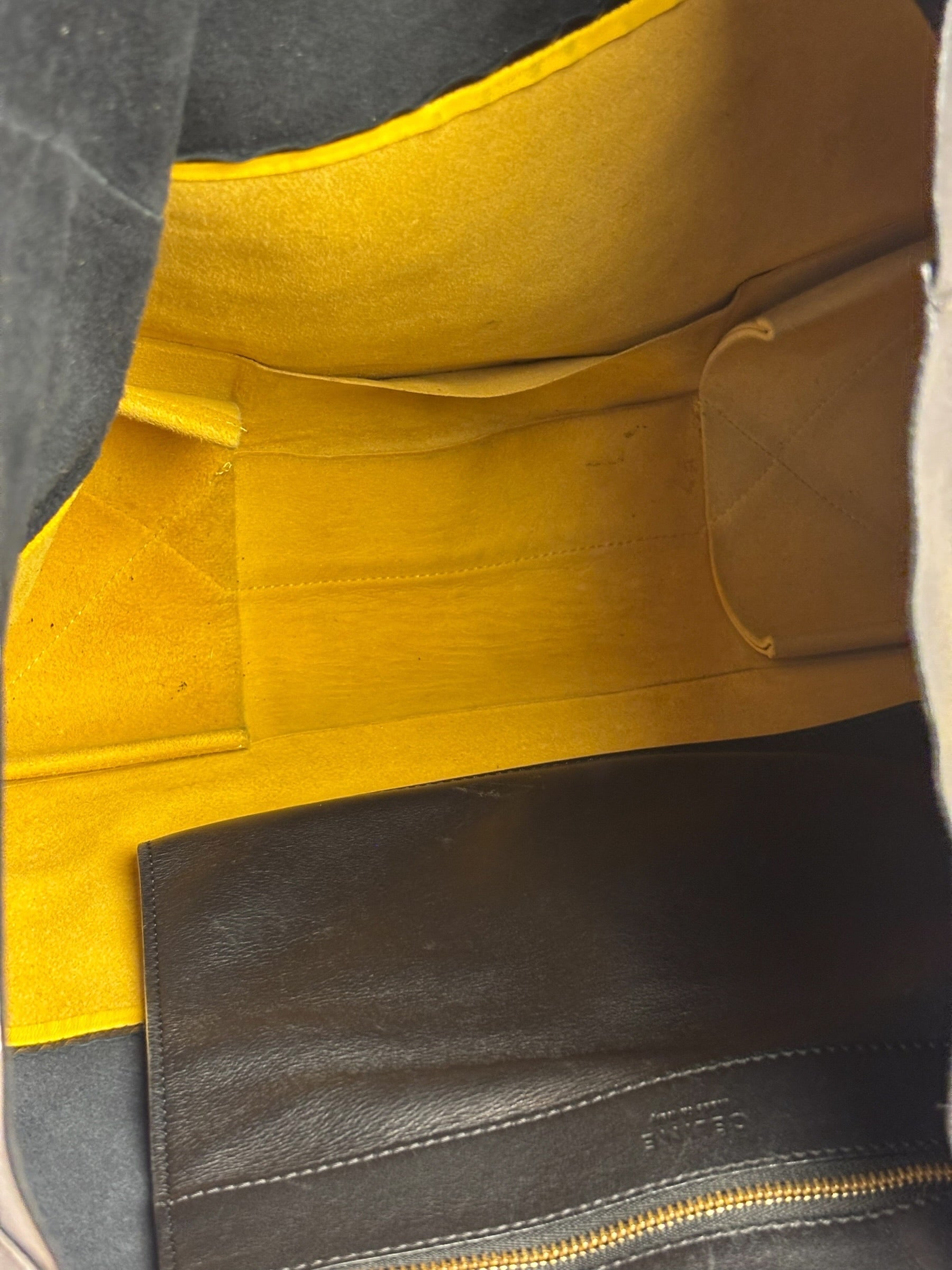Celine Yellow/Black Leather Horizontal Cabas Tote