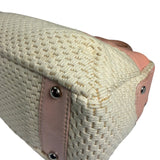 Chanel Cream/Pink Leather Lax Crochet Bowler Shoulder Bag 2004
