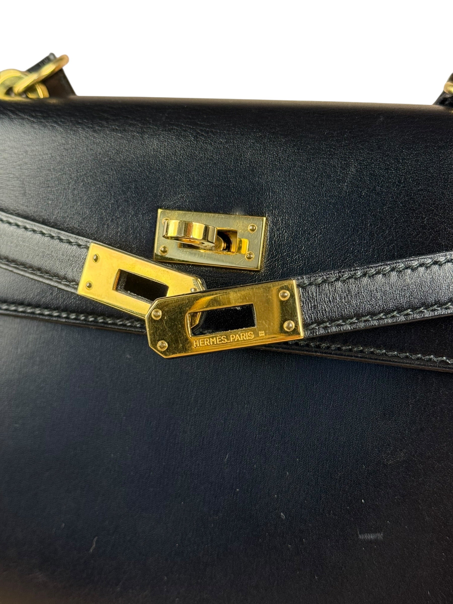 Hermes Black Mini Kelly 20 Box Calf 1991