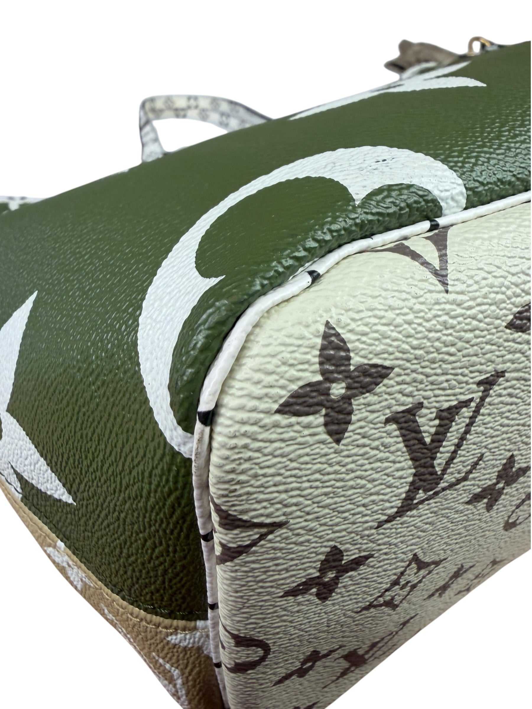 Louis Vuitton Olive Green/Beige Monogram Giant Neverfull MM