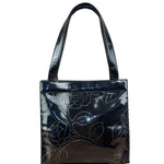 Chanel Black Patent Leather Perforated Camellia Tote Bag 2003
