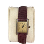 Cartier Must De Tank Champagne Dial Burgundy Lizard Strap