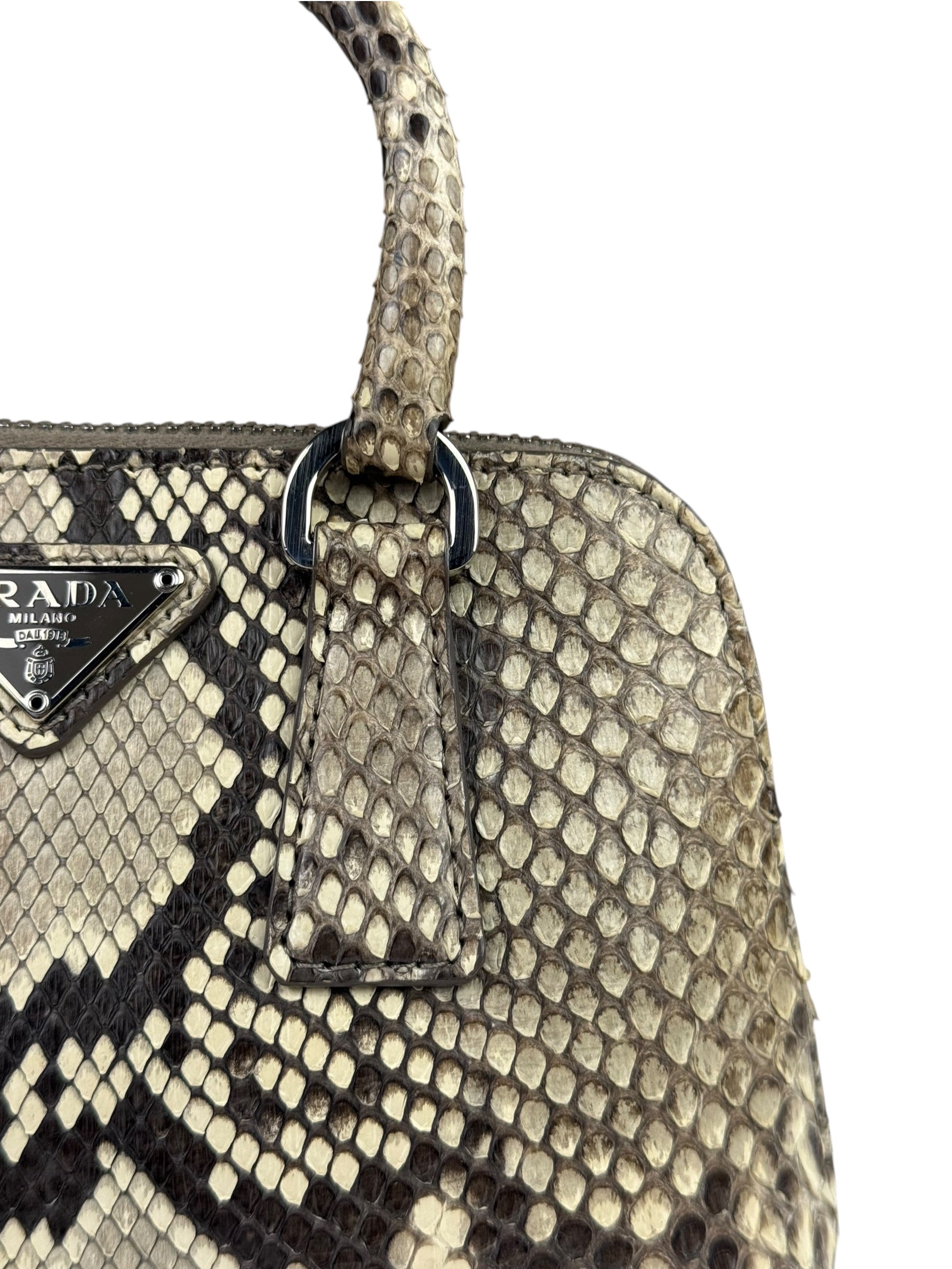 Prada Beige Python Mini Dome Two-Way Bag