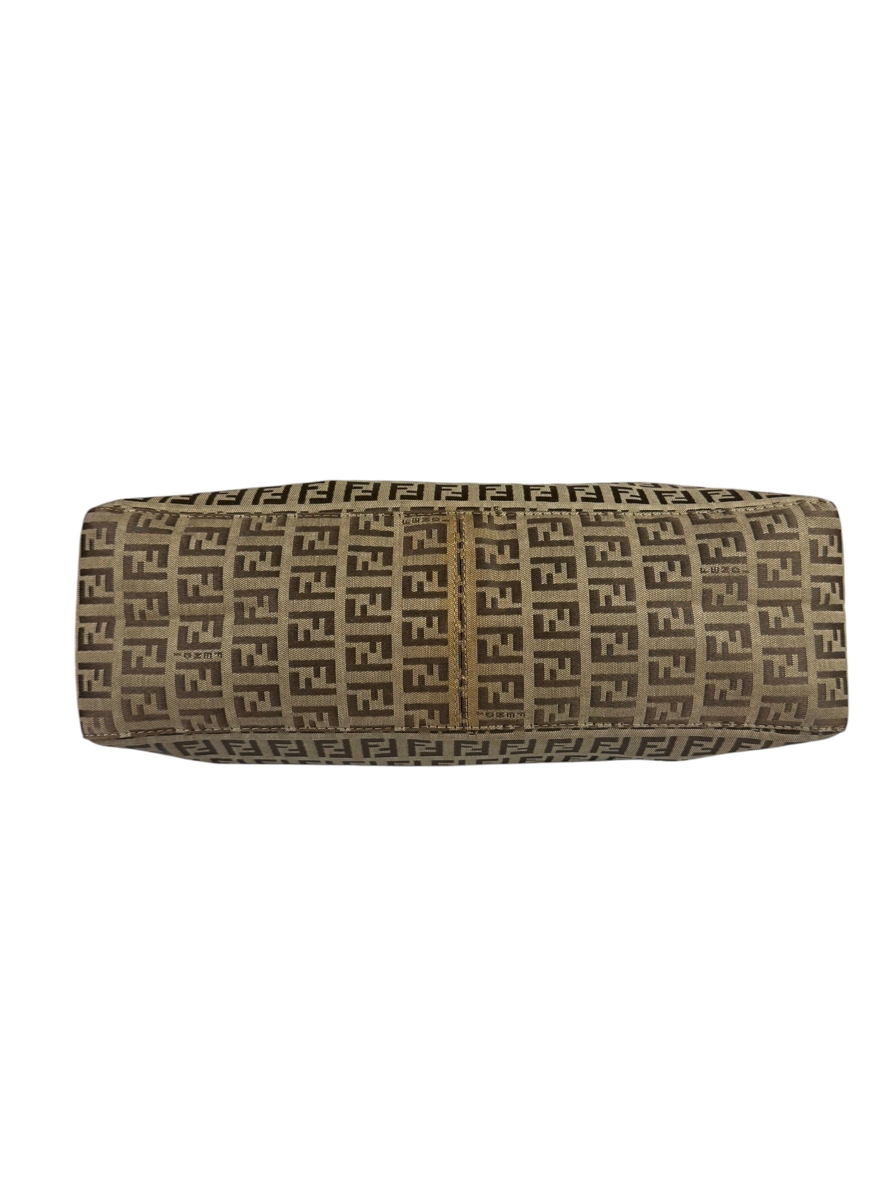 Fendi Brown Leather Trim Zucca Mamma Baguette