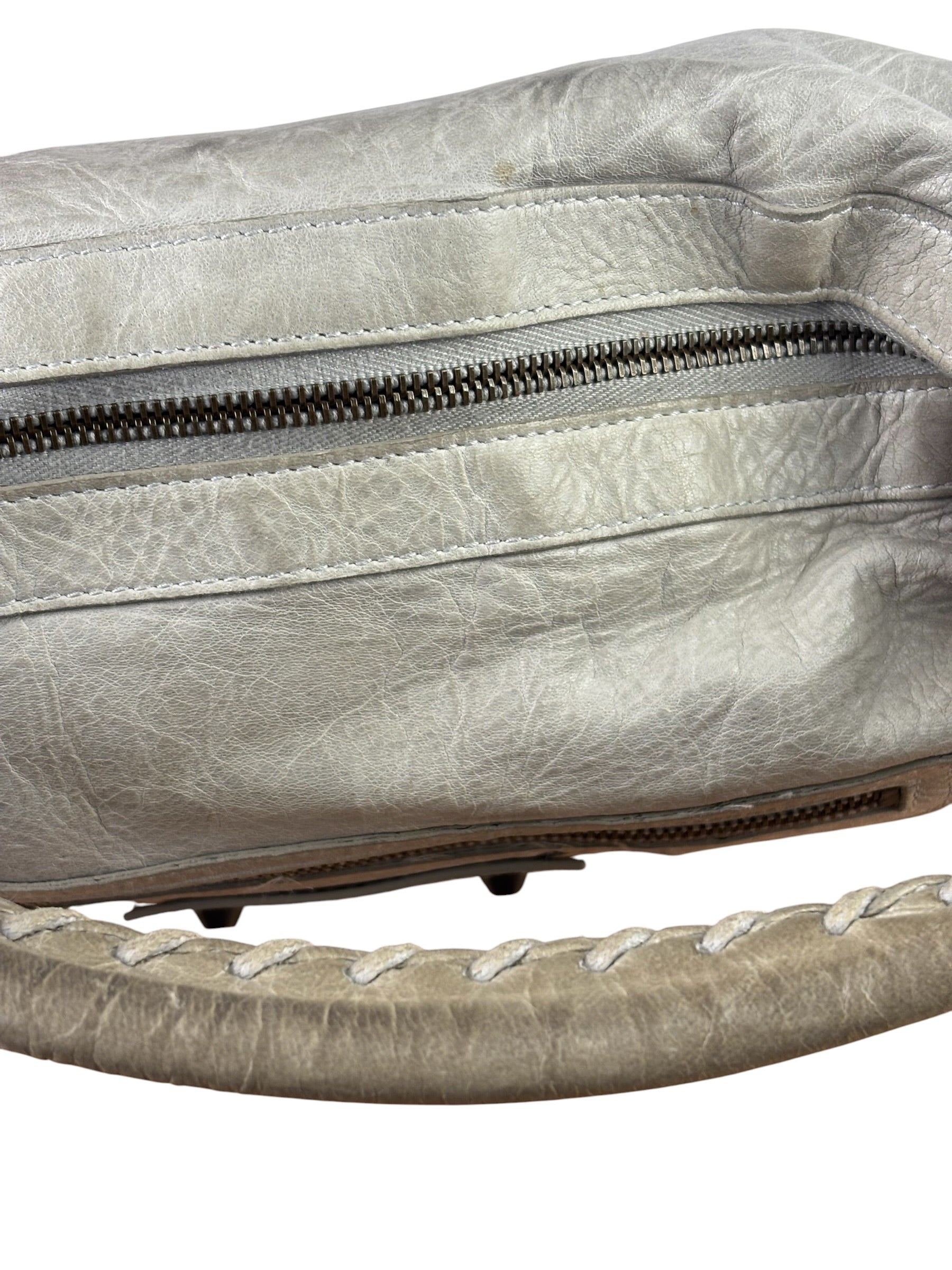Balenciaga Grey Lambskin Day Moto Hobo Bag