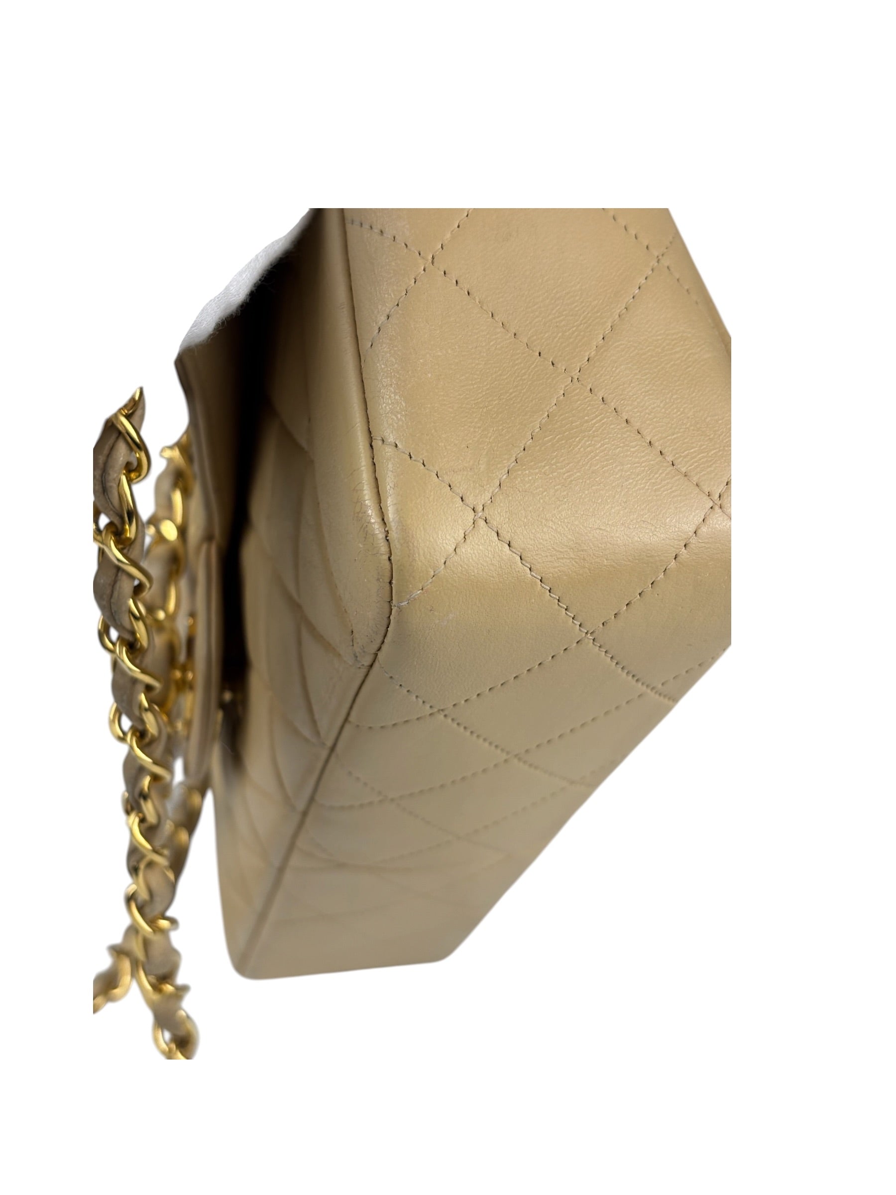 Chanel Vintage Beige Clair Quilted Leather Classic Flap Shoulder Bag 1955