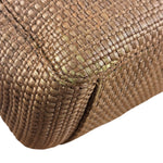 Chanel Vintage Brown Woven Straw Raffia Wooden Top Handle Handbag 2001