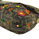 Fendi Vintage Zucca Beaded Lizard Trimmed Baguette