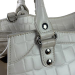 Balenciaga White Crocodile-Embossed Leather Two-Way Bag